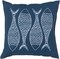 Tiwari Home 20" Navy Blue and Ivory Contemporary Sea Fish Square Throw Pillow Cover